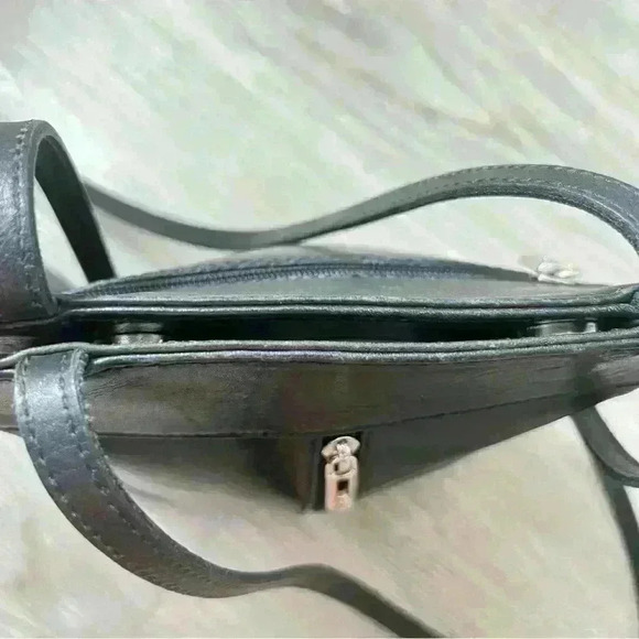 VERA PELLE BLACK LEATHER SHOULDER BAG MADE  IN ITALY - Picture 10 of 15